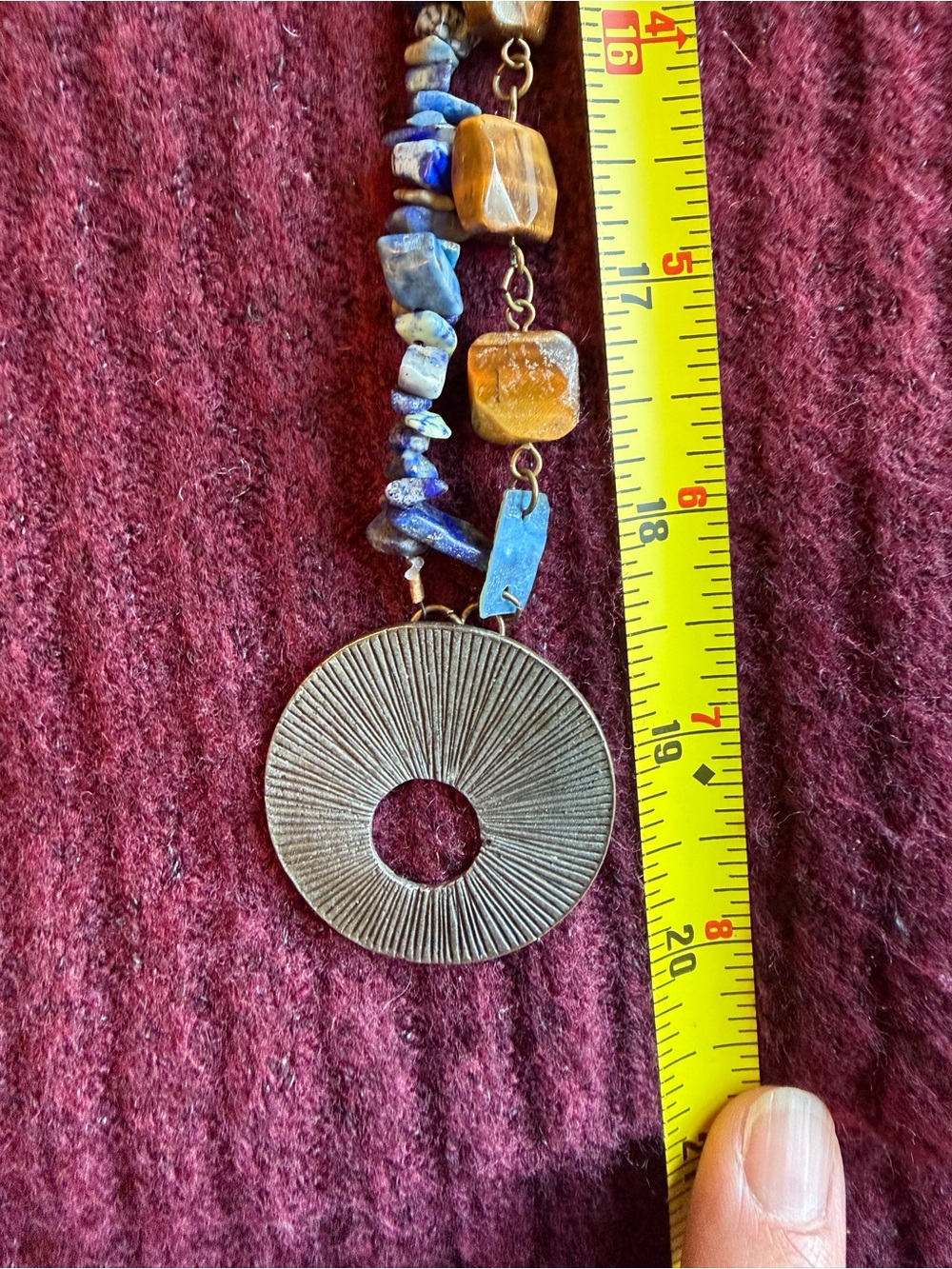 Multicolor Stone Bead Pendant Necklace - Picture 6 of 6